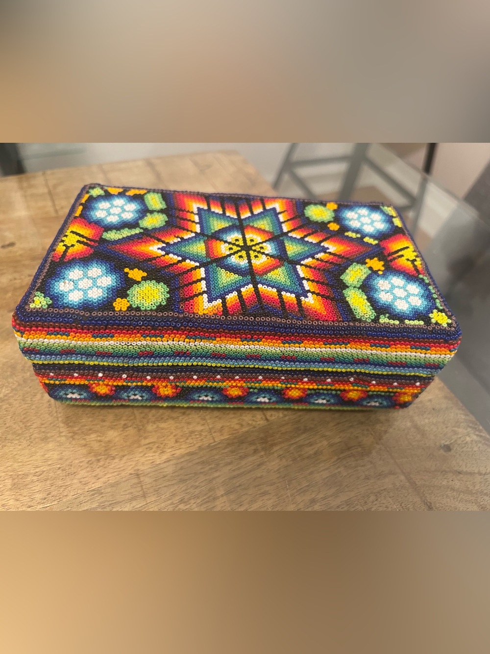 traditional Mexican Huichol beadwork box